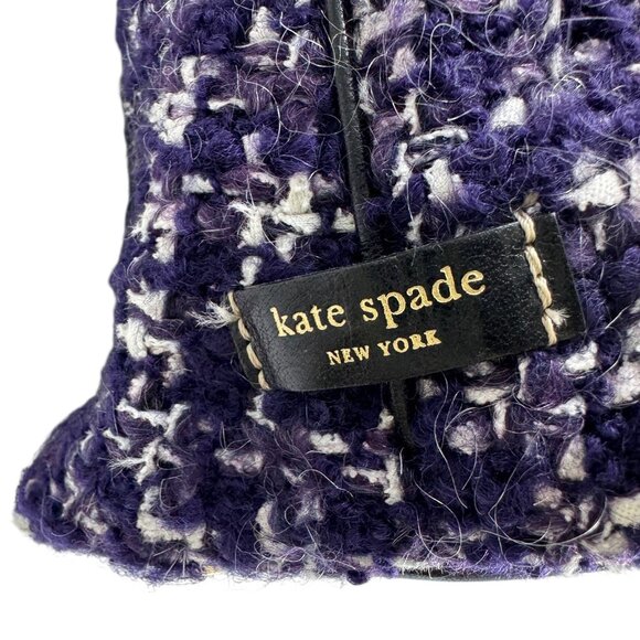 Kate Spade NY Purse Handbag Purple & White Tweed and Leather Made in Italy - Picture 7 of 10
